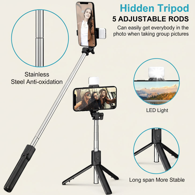3-in-1 Selfie Stick Tripod with Bluetooth Remote