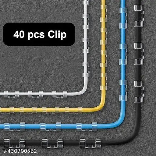 40-Pcs Desktop Cable Organizer with Improved, Stronger Adhesive Tape