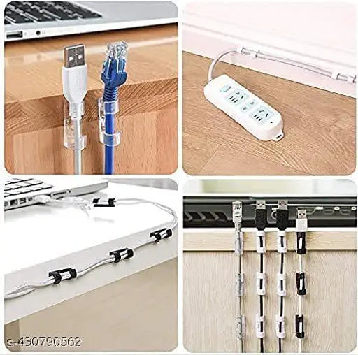 40-Pcs Desktop Cable Organizer with Improved, Stronger Adhesive Tape