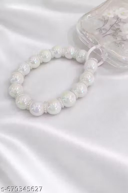 iPhone 15 Back Cover with Pearl Chain – Premium Silicone Case with Camera Protection