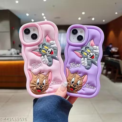 Cute Case Cover for iPhone 15 - 3D Tom & Jerry Cartoon