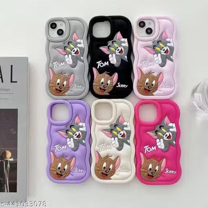 Cute Case Cover for iPhone 15 - 3D Tom & Jerry Cartoon