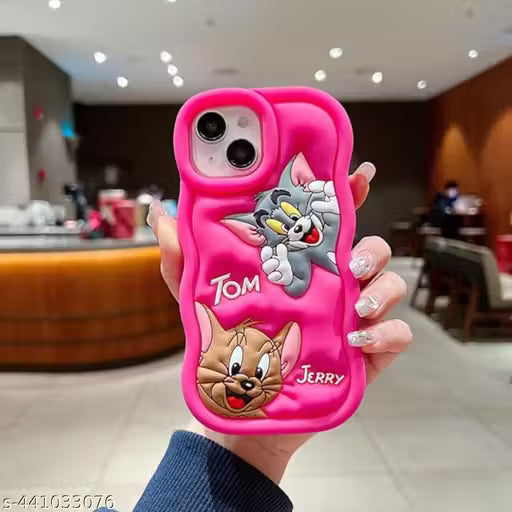 Cute Case Cover for iPhone 15 - 3D Tom & Jerry Cartoon