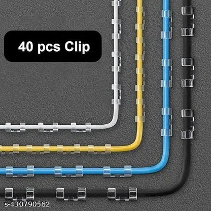 40-Pcs Desktop Cable Organizer with Improved, Stronger Adhesive Tape